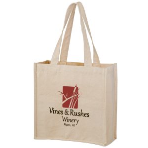 Heavyweight Cotton Tote Bag With 2 Bottle Holders