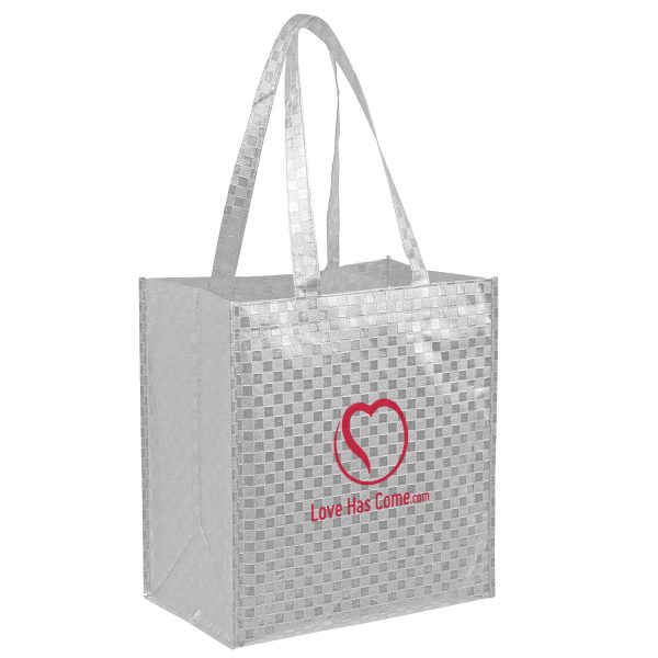 Metallic Gloss Designer Grocery Tote Bag With Patterned Finish