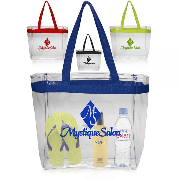 Color Handles Clear Plastic Tote Bags ATOT132
